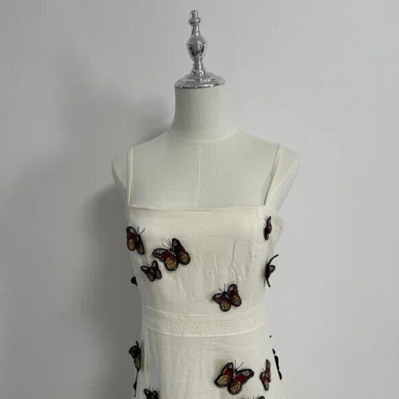 Agua By Agua Bendita Lima Embroidered Butterfly Linen Maxi Dress - Picture 5 of 11